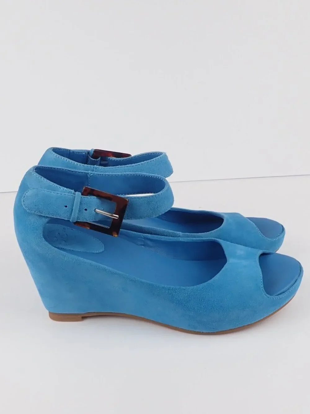 Johnston & Murphy Turquoise Open Toe Wedge Heels Womens US 9M